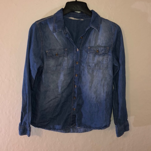 Denim Button Up Blouse - Picture 3 of 11